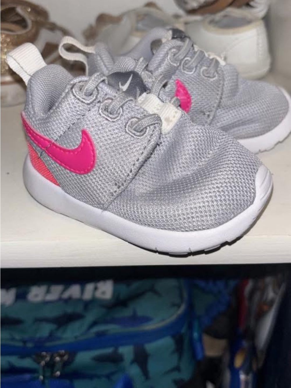 Nike Kids Gray and Pink Sneakers